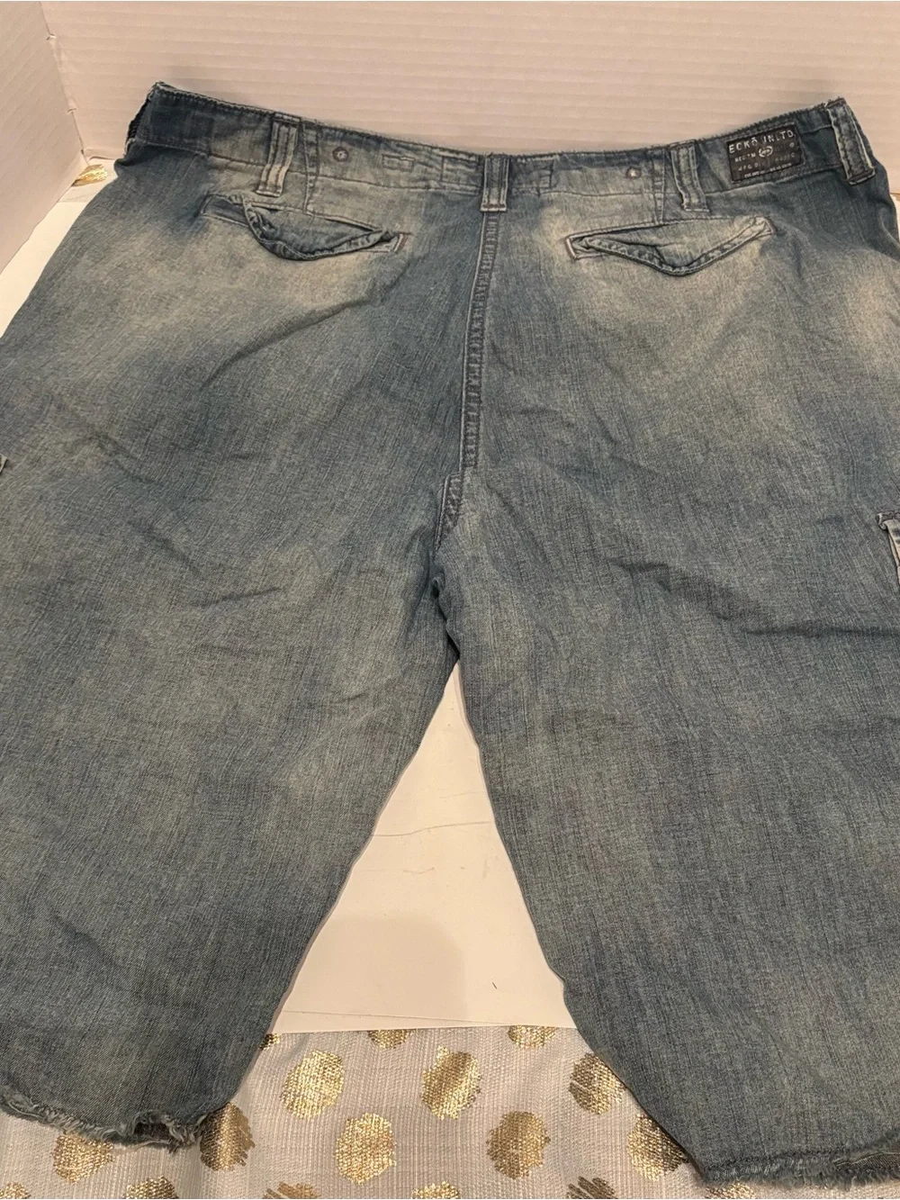 Vintage Echo Unlimited The Rhino Hang Em High Denim Shorts-size 38